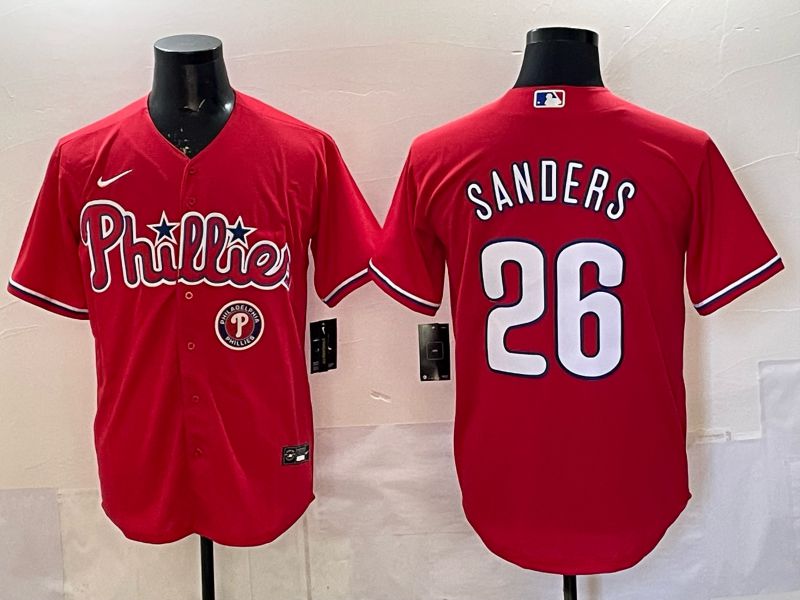 Men 2026 Nike Philadelphia Phillies #26 Sanders Red Game MLB Jersey 04
